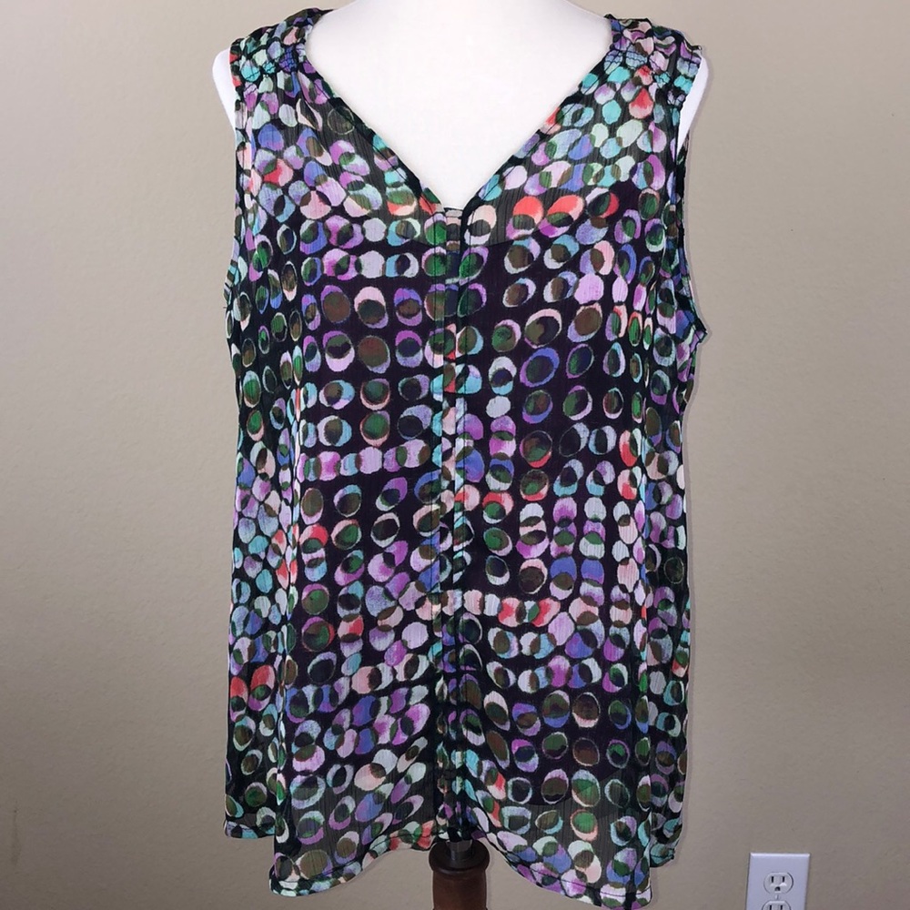 🎉Host Pick🎉 Liz Claiborne Jeweled Sleeveless Sheer Tank w/Cami - Large Petite
